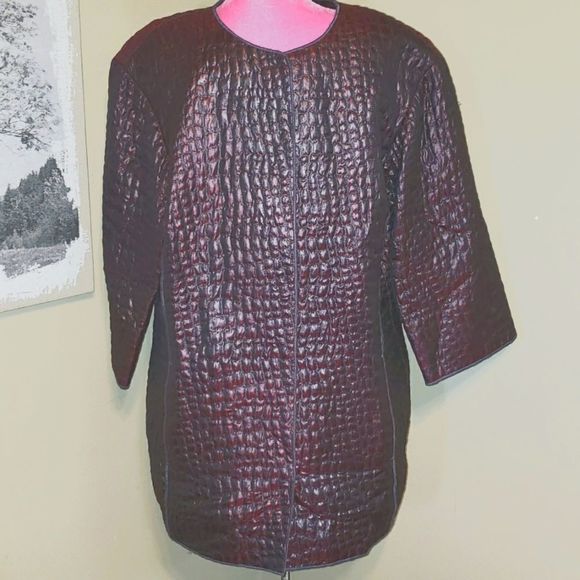 💘 WORTH NEW YORK SNAP CLOSURE LINED BURGUNDY BROWN QUILTED JACKET - Picture 1 of 5